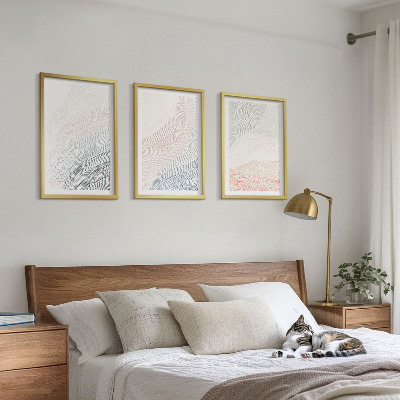 Sada nástenných dekorácií Abstraktné vlny z kartónu, pastel