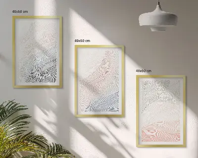 Sada nástenných dekorácií abstraktné vlny z kartónu v pastelových farbách