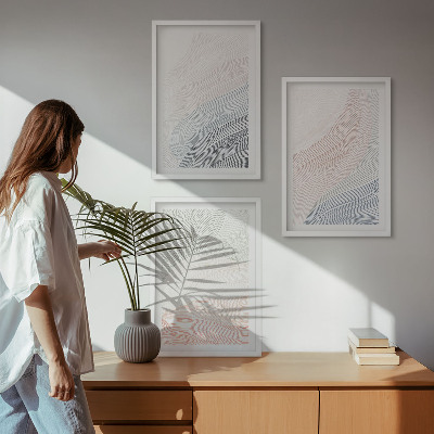 Sada nástenných dekorácií Abstraktné vlny z kartónu, pastel