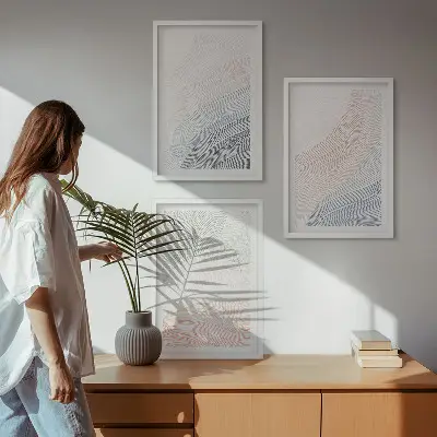 Sada nástenných dekorácií abstraktné vlny z kartónu v pastelových farbách