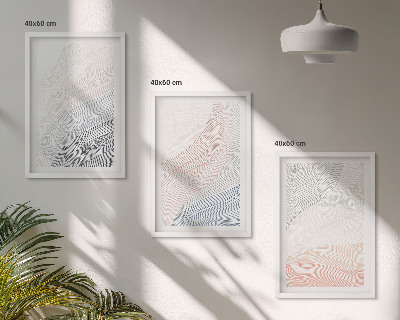 Sada nástenných dekorácií Abstraktné vlny z kartónu, pastel
