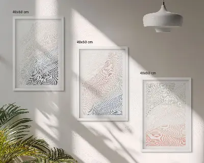 Sada nástenných dekorácií abstraktné vlny z kartónu v pastelových farbách