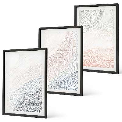 Sada nástenných dekorácií Abstraktné vlny z kartónu, pastel