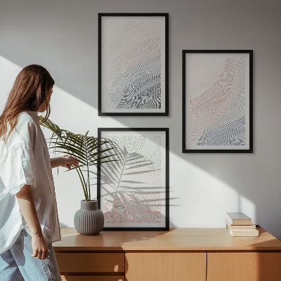 Sada nástenných dekorácií Abstraktné vlny z kartónu, pastel