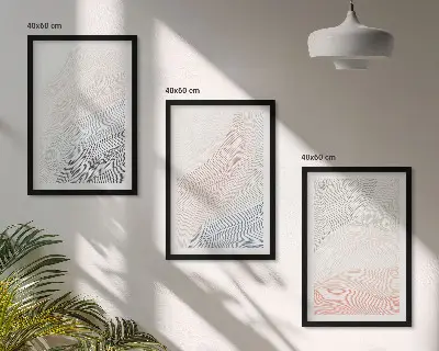 Sada nástenných dekorácií abstraktné vlny z kartónu v pastelových farbách