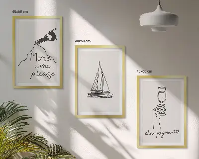 Pohár na víno s plachetnicou čiarová grafika