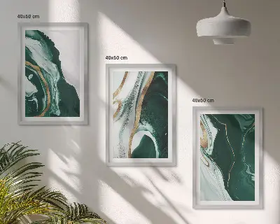 Sada nástenných dekorácií abstraktné vzory v zelenej farbe