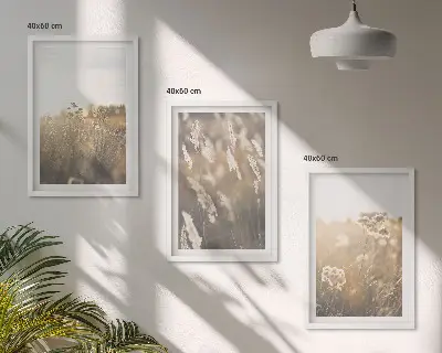 Nástenná galéria krajina s trávou a kvetmi v teplých tónoch