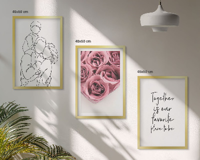 Sada nástenných dekorácií Rodinné lineart ružové kytice