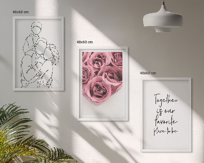 Sada nástenných dekorácií Rodinné lineart ružové kytice