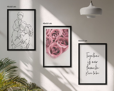 Sada nástenných dekorácií Rodinné lineart ružové kytice