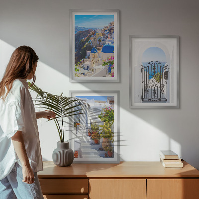 Sada nástenných dekorácií Architektúra Santorini v Oii