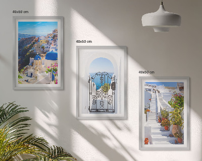 Sada nástenných dekorácií Architektúra Santorini v Oii