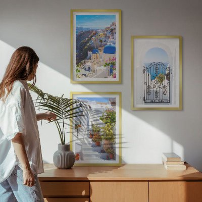 Sada nástenných dekorácií Architektúra Santorini v Oii