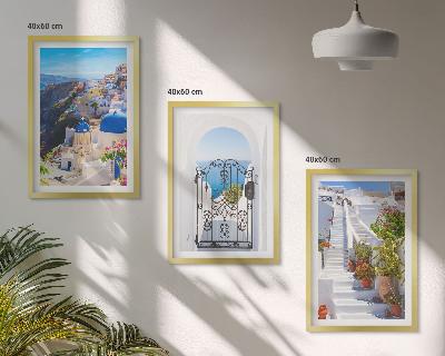 Sada nástenných dekorácií Architektúra Santorini v Oii