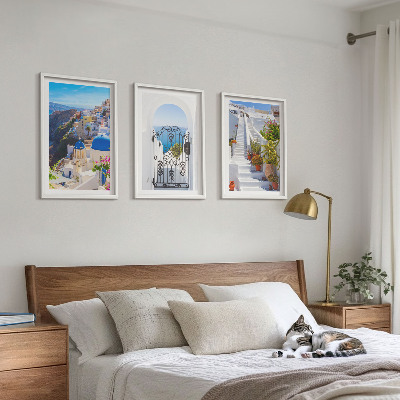 Sada nástenných dekorácií Architektúra Santorini v Oii