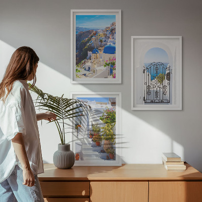 Sada nástenných dekorácií Architektúra Santorini v Oii