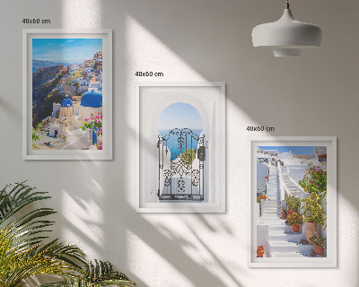 Sada nástenných dekorácií Architektúra Santorini v Oii