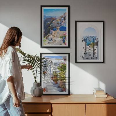 Sada nástenných dekorácií Architektúra Santorini v Oii