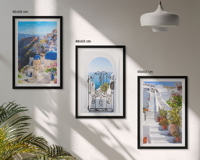 Sada nástenných dekorácií Architektúra Santorini v Oii