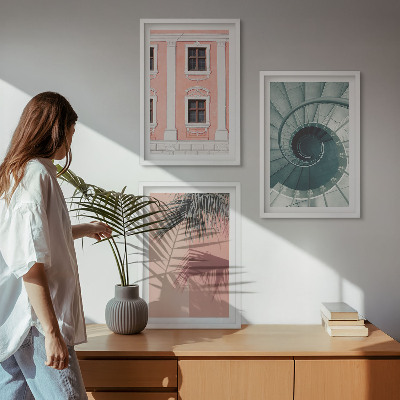 Sada nástenných dekorácií Pastelová špirálová architektúra