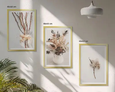 Sada nástenných dekorácií minimalistické kvety a konáre