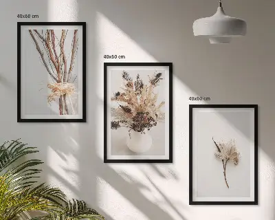 Sada nástenných dekorácií minimalistické kvety a konáre