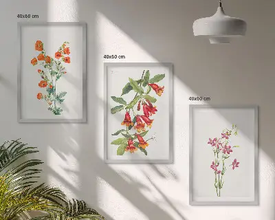 Sada nástenných dekorácií vintage kvetinový vzor