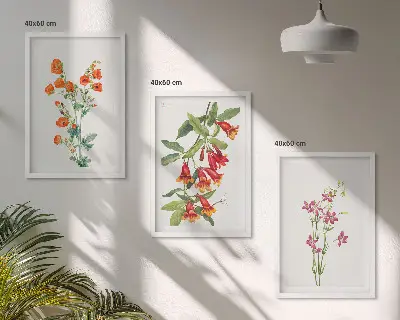 Sada nástenných dekorácií vintage kvetinový vzor