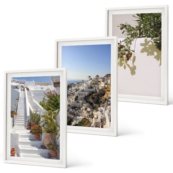 Sada nástenných dekorácií Biele schody, výhľad na Santorini