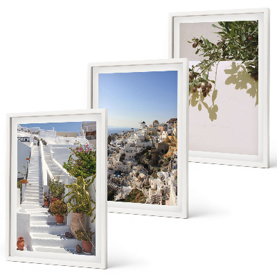Sada nástenných dekorácií Biele schody, výhľad na Santorini