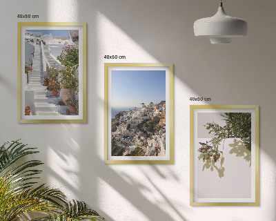 Sada nástenných dekorácií Biele schody, výhľad na Santorini