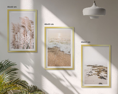 Sada nástenných dekorácií plážová tráva vlny kamene boho