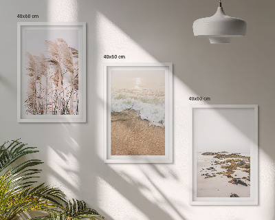 Sada nástenných dekorácií plážová tráva vlny kamene boho
