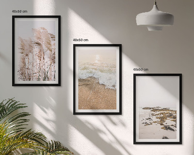 Sada nástenných dekorácií plážová tráva vlny kamene boho