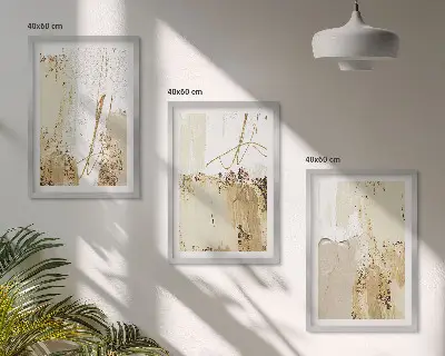 Sada nástenných dekorácií abstraktné vzory v béžovej a bielej farbe