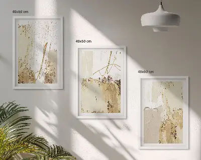 Sada nástenných dekorácií abstraktné vzory v béžovej a bielej farbe