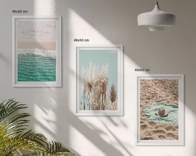 Sada nástenných dekorácií plážové vlny a trávový klobúk