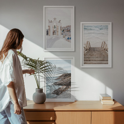 Sada nástenných dekorácií Morská architektúra Santorini