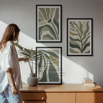 Sada nástenných dekorácií Ilustrácie maľovaných zelených listov