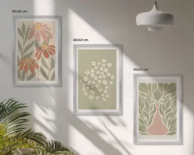 Sada nástenných dekorácií s kvetinovými boho vzormi
