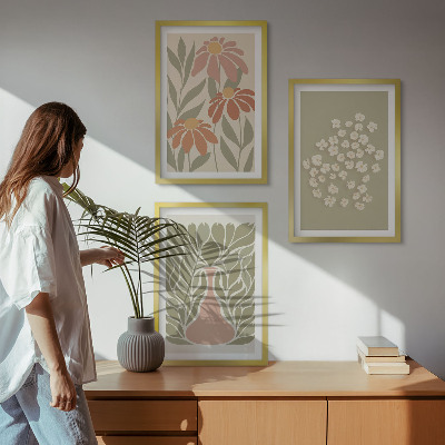 Sada nástenných dekorácií Kvetinové boho vzory