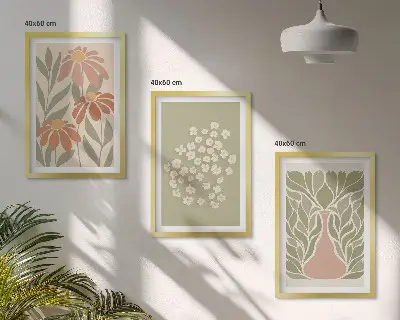 Sada nástenných dekorácií s kvetinovými boho vzormi