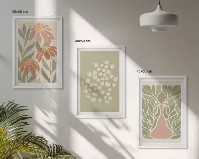 Sada nástenných dekorácií s kvetinovými boho vzormi