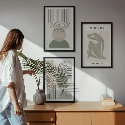 Nástenná galéria štýlová grafika s motívom rastlín