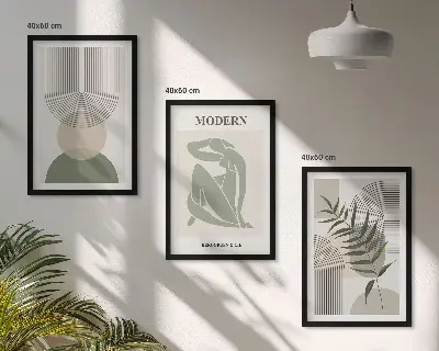 Nástenná galéria štýlová grafika s motívom rastlín