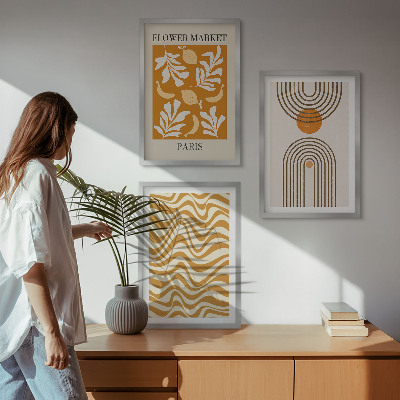 Sada nástenných dekorácií Plagáty s geometrickými rastlinnými vzormi