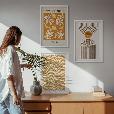 Sada nástenných dekorácií Plagáty s geometrickými rastlinnými vzormi