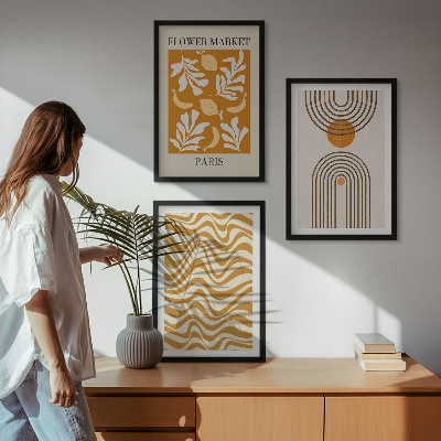 Sada nástenných dekorácií Plagáty s geometrickými rastlinnými vzormi