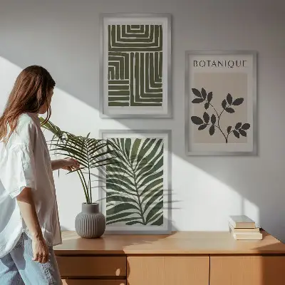 Nástenná galéria v štýle botanický boho minimalizmus